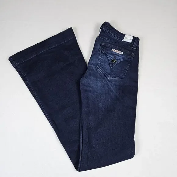 Hudson Ferris Flare Jeans Womens Dark Wash Stretch Denim Flap Pocket Low Rise 27 - Picture 9 of 16